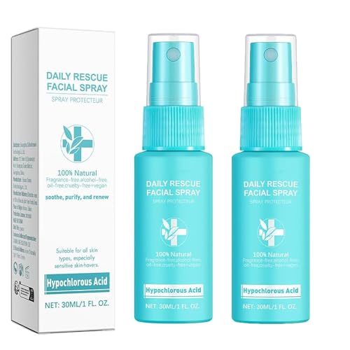 Spray Facial Diario, Hidratante Suave, Bruma Hidratante para Rostro y Piel, Cuero Cabelludo Seco, Calma, Limpia y Renueva la Piel, Sin Alcohol, Sin Aceite, Para Piels con Propensa al Acné (2PCS)