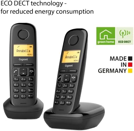 Gigaset A170 Duo - cordless DECT phone with two handsets - great sound quality - hands-free talking - easy menu navigation - speed dial keys - graphic display, black