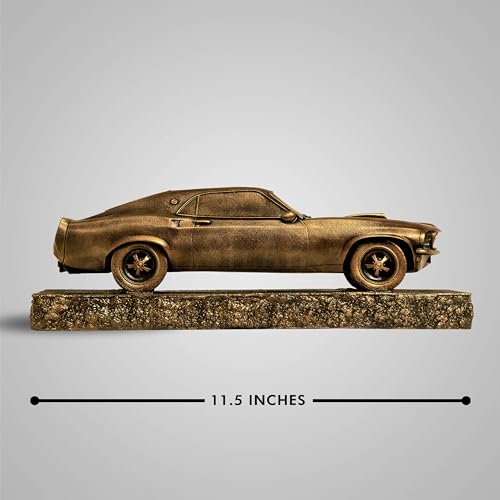 Image of SILAII 1969 Ford Mustang Car Replica Sculpture in Antique Bronze Finish | Collectible Home Decor