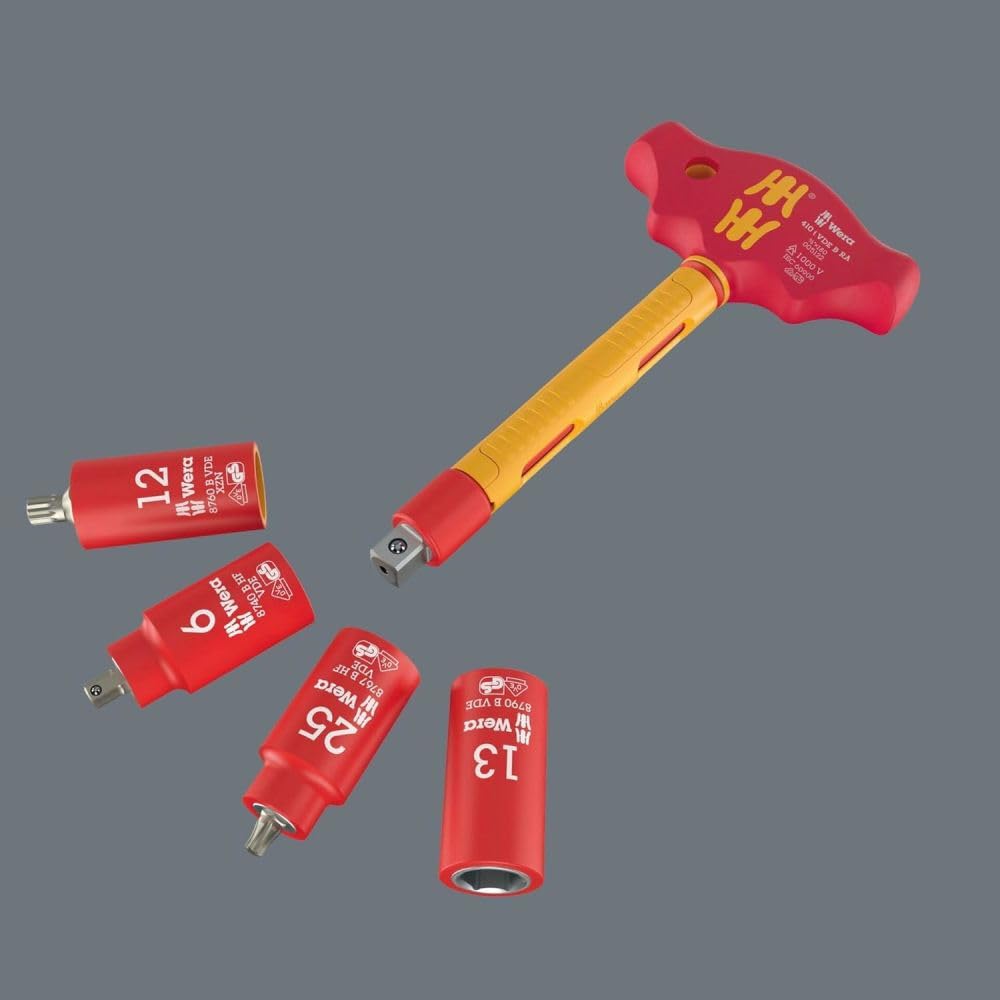 Wera 410 i VDE B RA VDE-Insulated T-Handle Adapter Screwdriver with Ratchet for 3/8" sockets - 05005122001 - Image 2