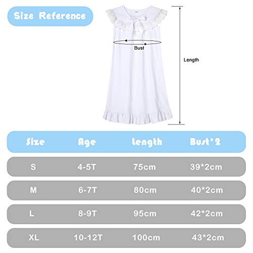 Uideazone Girls Princess White Nightgowns Lace Pajamas Dresses Sleeveless Nightdress Casual Nightshirt Nightwear For Casual Home #TOP5