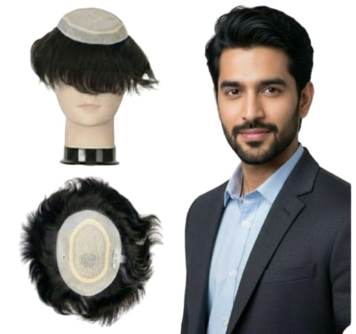 Men’s Natural Black Hair Golden Mirage Patch Lace Base Non-Surgical Replacement System Breathable Lightweight Invisible Front Hair Patch for Men Golden Mirage (7.5)-image-39