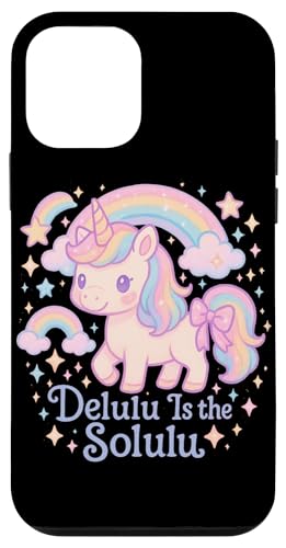 Delulu Is The Solulu かわいいパステルかわいいユニコーンデザイン スマホケース iPhone 12 mini 用