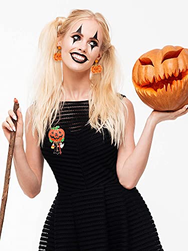 Image of Halloween Brooches for Women Enamel Pumpkin Bat Ghost Candy Corn Charm Brooch Pin Funny Happy Halloween Witchy Hat Cat Spider Skull Dangles Pins Halloween Costume Jewelry Gift