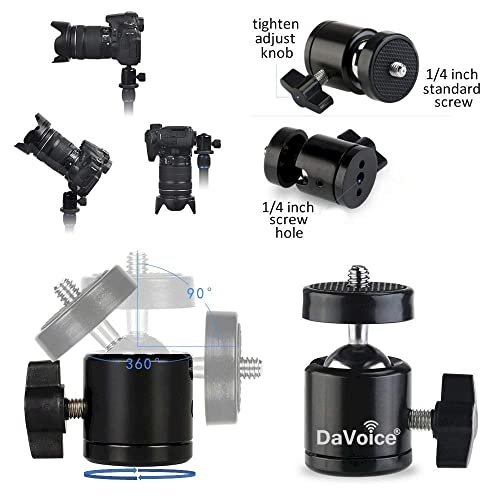Davoice 41Mm Tripod Quick Release Plate For Ambico V-0552 V-0554 Sunpak 7500 Pro 7500Tm 7575, Kalimar Pro-Tech V-40 + 360 Degree Rotating Swivel Mini Tripod Ball Head With 1/4" Screw Thread Base Mount #TOP6
