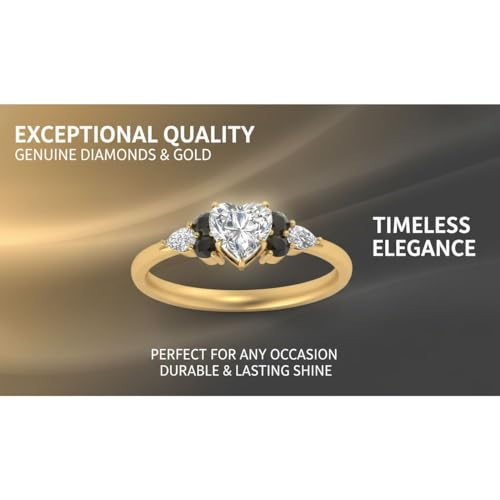 Image of Choose Your Color Heart Shape Accented 14k Yellow Gold Plated Engagement Ring Side Stone Daily Wear Chakra Healing Party Wear Birthstone Engagement Rings : US Size 4 to 12