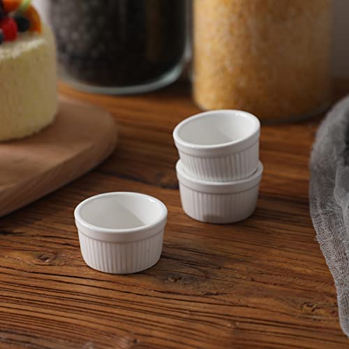 1 Oz Ramekins - 6 Pcs Porcelain Mini Ramekins Dishes For Souffle,Creme Brulee, Pudding, Custard Cups,Bakeware Bowls Set For Baking,Oven Safe, White 2.1 Inch #TOP3
