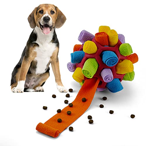 Larimuer Schnüffelball für Hunde Schnüffelteppich Schnüffelspielzeug Interaktive Hundespielzeug tragbarer Haustier Snuffle Ball Toy für Kleine Mittelgroße Hunde Haustier (Rot und Regenbogen)