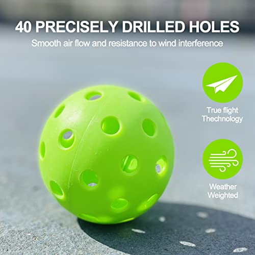 Montela Pickleball Balls 4 Pack Outdoor Indooor Pickleball Balls Usapa Pickleball Approved Official Sports Pickle Balls Pickleballs For Outdoor Play,40 Holes Pickleball With Net Bag,Neon Green #TOP4