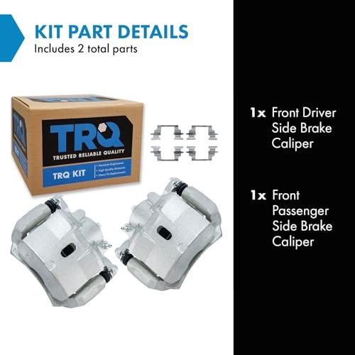 Image of TRQ Front Brake Caliper Set Zinc Coated Brackets Hardware Compatible with 2004-2012 Chevrolet Malibu 2005-2010 Pontiac G6 2006-2009 Pontiac Solstice 2007-2009 Saturn Aura 2009-2010 Saturn Sky