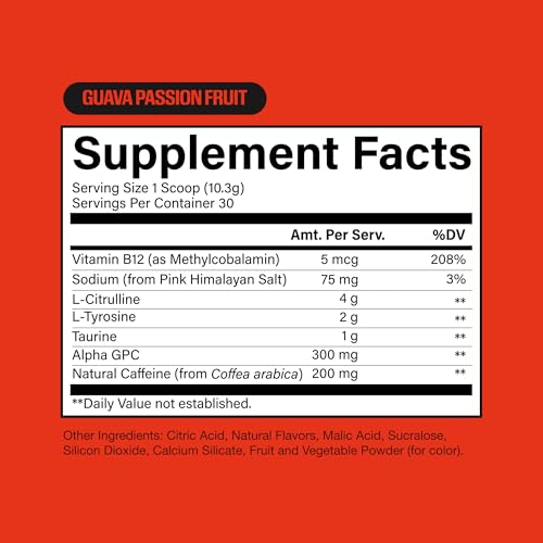 Image of RAW Essential Tingle-Free Pre Workout Powder - Preworkout Without Beta-Alanine for Clean Energy & Focus - Workout Supplement with 200mg of Natural Caffeine - Guava Passion Fruit - 30 Servings
