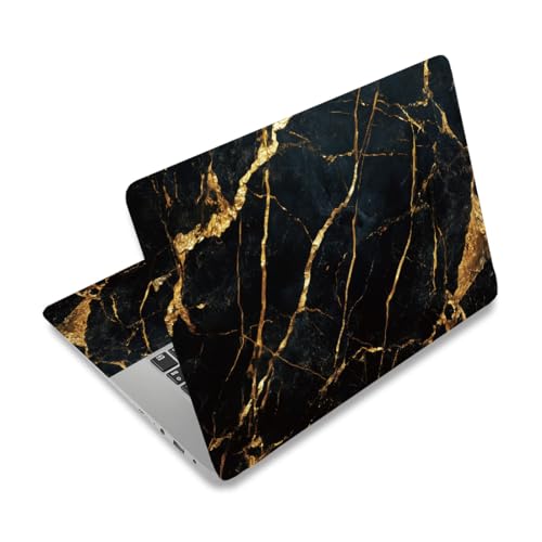 Autocollant en vinyle pour ordinateur portable 12-15 pouces sticker marbre noir et doré PLIGREAT