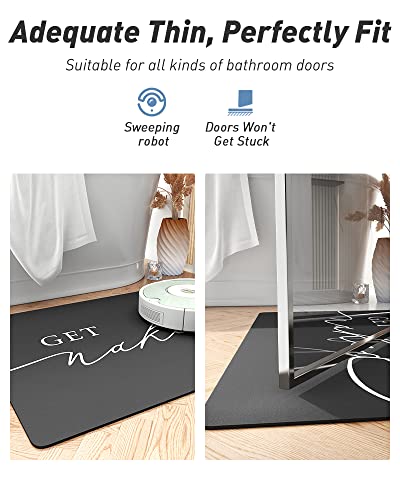 Tchdio Super Absorbent Quick Dry Get Naked Bath Mats For Bathroom Floor Non Slip- Mats With Rubber Backing-Ultra Thin Rugs Fit Under Door, 17" X 24", Black #TOP3