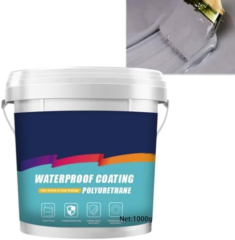 Polyurethane Waterproof Coating,1000g Polyurethane Coating,Basement Foundation Repair,Polyurethane Waterproof Coating Sealant for Concrete Wood Outdoor Roof Walls Garden (1000g,Grey)