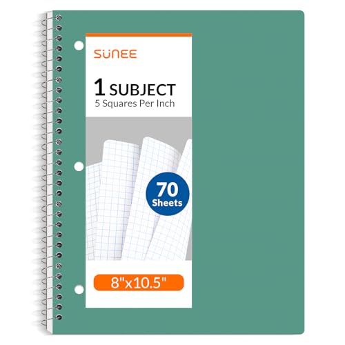 SUNEE Spiral Notebook, 1-Subject, Graph Ruled Paper, 8