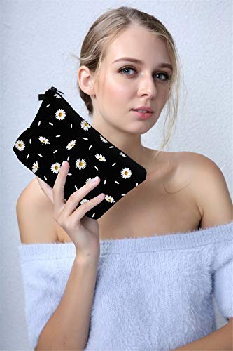 Deanfun Cosmetic Bag For Women, Durable Polyester Makeup Bag Organizer Travel Waterproof Roomy Accessories Daisy Purse Bag Gifts(52366) #TOP3