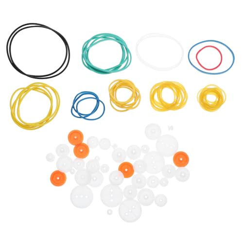 Healifty DIY Model Toy Accessories Rubber Transmission Belt Plastic Pulley Accessories Motor Pulleys
