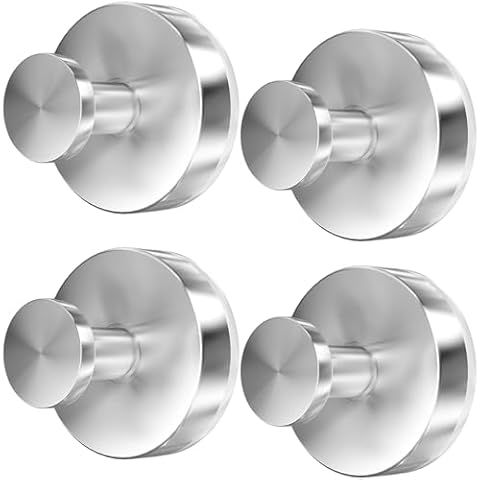 AbluFirst Suction Cup Hooks for Shower, Wall Suction Cup Hooks No-Drill Hooks for bathrooms Wall, Glass Door, Mirror, Kitchen Hanging up to 15 lbs – Waterproof & Rustproof (Loofah-Silver, 4 PCS) Cover