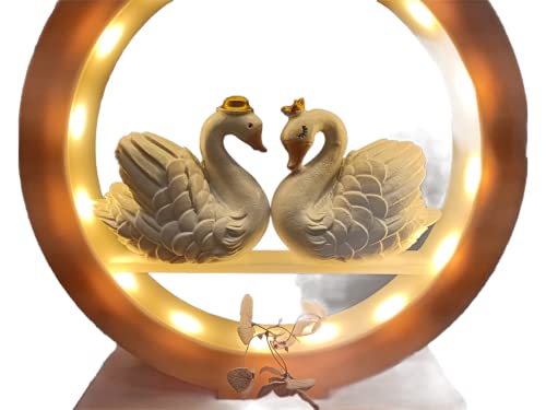 Image of AUGEN Plastic Led Light Couple Swans Idol Statue Showpiece for Home Decor Decoration and Gifting (1 Piece, 9939A)