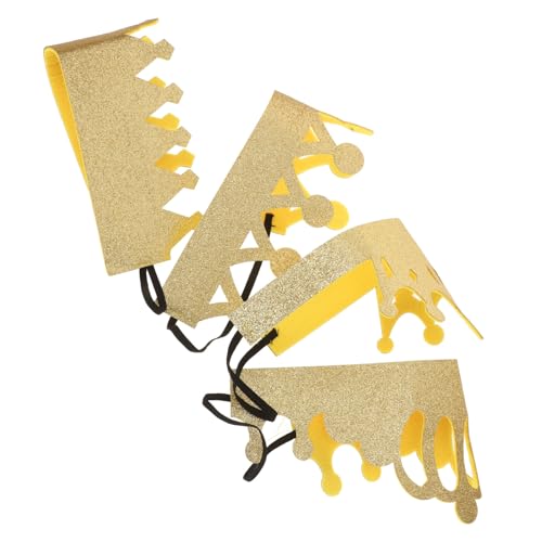 Gogogmee Diadema Elástica en Forma de Tiara Dorada 4 Piezas de Adornos de Princesa para Cumpleaños Accesorios de Disfraz y Fiestas Infantiles Tocado Brillante Ajustable para Niñas