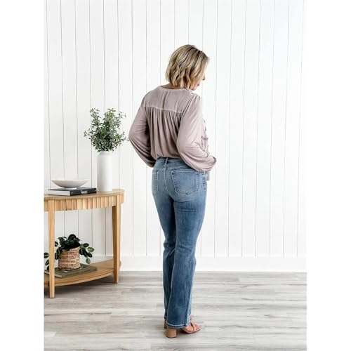 Momentumy Jeans, Momentum Jeans, High Rise Vintage Wash Tummy Control Top Straight Leg Jeans for Women4
