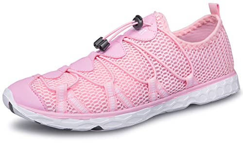 Image of DOUSSPRT Women's Water Shoes Quick Drying Sports Aqua Shoes PinkWhiteMesh 7