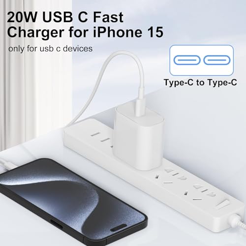 USB C Charger for iPhone 17 16 15 Fast Charging 10ft, 20W Apple USBC Charger Block and Type C to C Cable Cord for iPhone 17 Air/16 Pro/16 Pro Max/15 Pro/15 Pro Max/15 Plus/iPad Pro/Air
