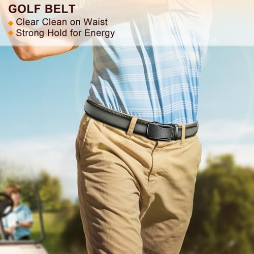 Image of KEMISANT Mens Ratchet Belt 2 Units,Sliding Belt For Gift Mens Dress Casual 1 3 /8 inch,Size Adjustable