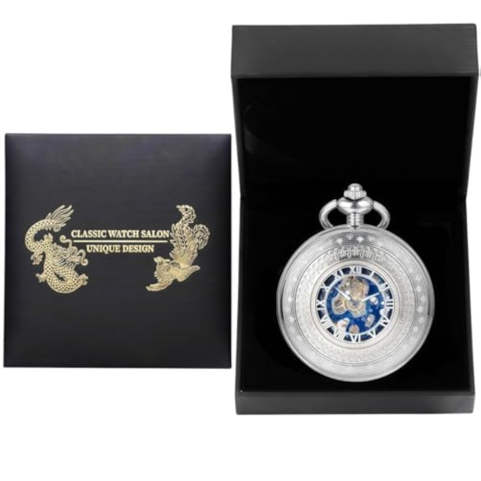 Mechanical Skeleton Pocket Watch Gift for Men