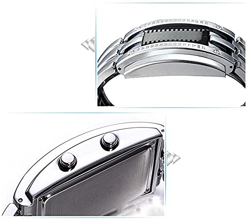 Reginald 33221 Mens Binary Watches For Men Matrix Dial Cool Watches Outdoor Sport Casual Black Bracelet Square Blue Led Stainless Steel Mens Watches thumb #2