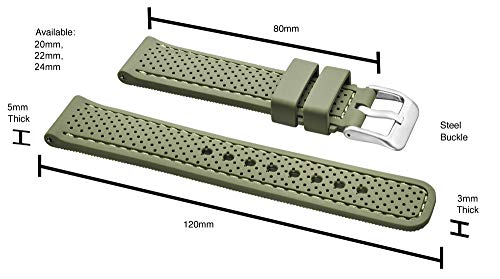 STUNNING SELECTION ALPINE Premium Quality Sporty Silicone Waterproof Watch Band with quick release - Soft Rubber Watch Strap - Assroted Colors - 20 mm, 22 mm and 24 mm (20MM, GREEN) - 2
