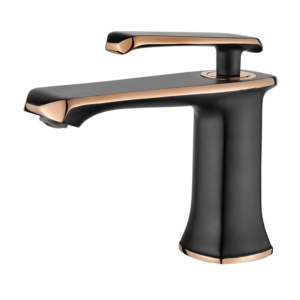 GRIFEMA G1001B Lyon - Grifo de Lavabo Negro Mate, Monomando de Baño en Aleación de Metal con Cartucho de Cerámica y Sistema de Instalación Estándar