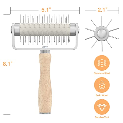 Pizza Dough Docker,Pastry Roller With Stainless Steel Spikes Homemade Pizza Docking Tool That Prevents Dough From Blistering,Commercial Kitchen Pizza Making Accessories #TOP3