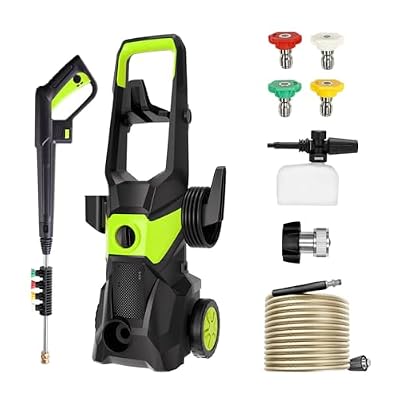 3000 PSI 2.5 GPM Electric Pressure Washer – 1800W High Power Cleaning Machine with 4 Quick-Connect Nozzles (0°/15°/25°/40°) & Foam Cannon, Ideal for Car, Driveway, Patio, Fence, and House Siding
