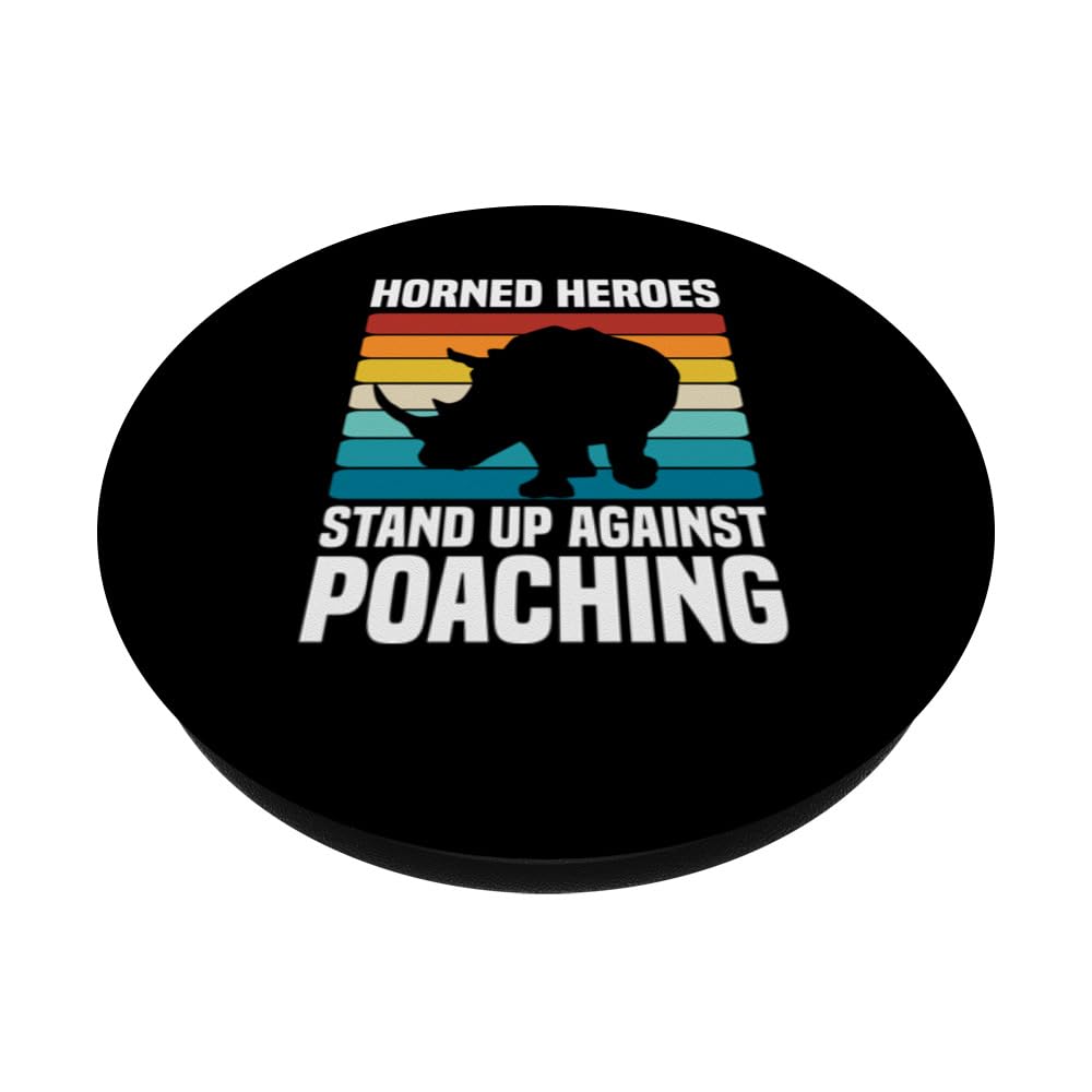 Polar Bears Animal Rehabilitation Wildlife Rhino PopSockets Swappable PopGrip, Black - Image 2