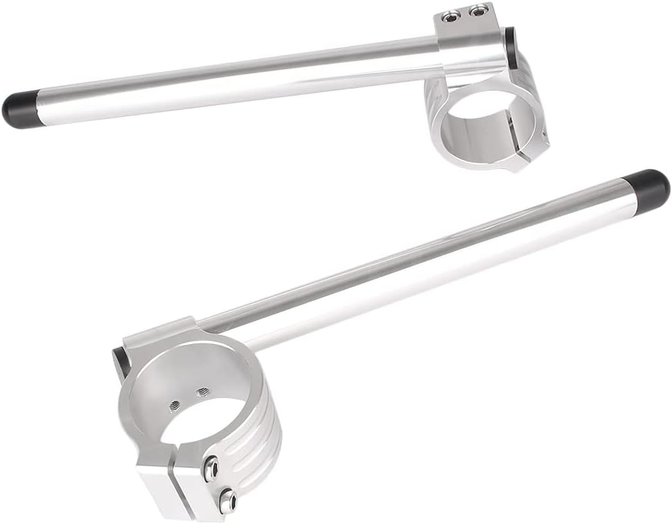 Cninba13 7/8" Motorcycle Clip-On Fork Handlebars 51MM Fork Handle Bar Replacement For Motorcycle Universal, Silver