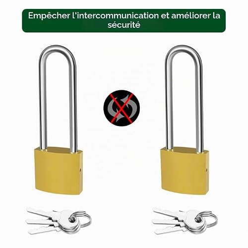 Mesybveo Cadenas Longues Anse, 2 Pièces, 32mm, 6 Clés, Robuste, Anti-Cuivre – vue 4