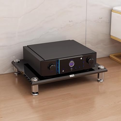 Meuble audio/vidéo HiFi à 4 niveaux - Organiseur de rangement AV pour salon - 60x48x13 cm