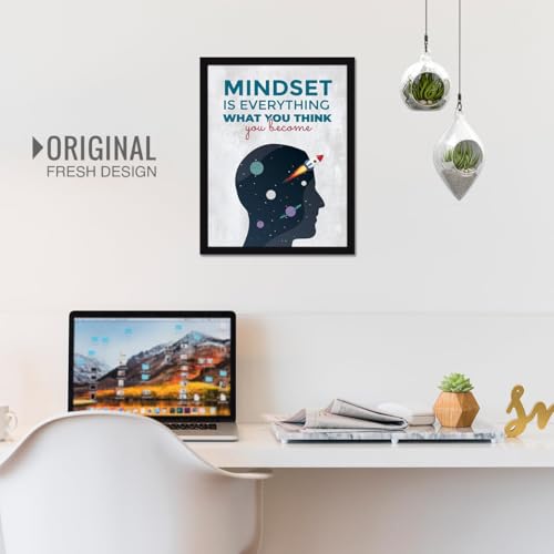 Image of Chaka Chaundh - - MINDSET IS EVERYTHING WHAT YOU THINK you become Quotes Frames - Motivational Quotes Wall Frames for Office - (14 X 11 Inches)