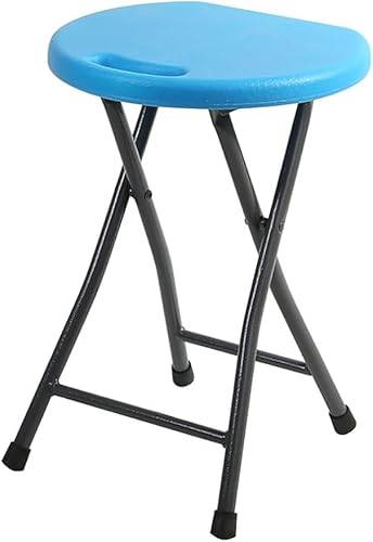 モバイルチェアパイプ椅子 丸室内 パイプイス ポータブルスツール 折りたたみ いす スリム 軽量 持ち運び便利 耐荷重 省スペース 疲れない シンプル おしゃれ 折り畳み椅子 お釣り 登山 キャンプ ダイニング 公園ランチ 玄関 アウトドア (ブルー)