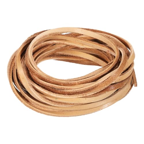 uxcell Cordón de cuero plano de 4 mm, tiras de cuero de 2 mm de grosor, cuerdas de cordones para manualidades, pulseras, correas de bolso (marrón claro)