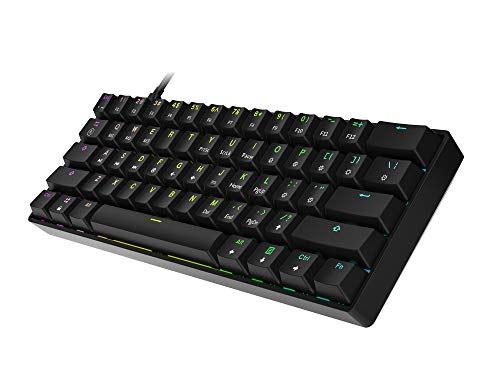 HK Gaming GK61 Mechanical Gaming Keyboard 60 Percent | 61 RGB Rainbow LED Backlit Programmable Keys | USB Wired | for Mac and Windows PC | Hotswap Gateron Mechanical Blue Switches | Black