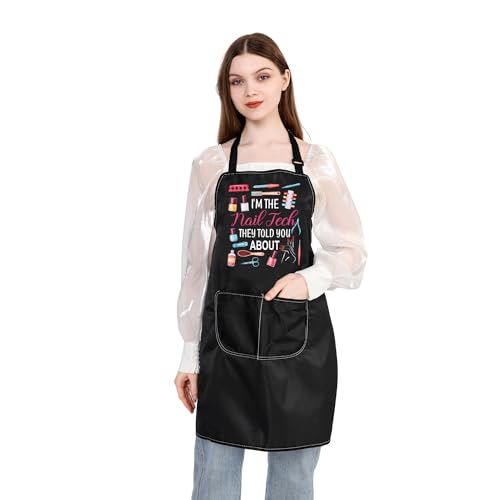PLITI Nail Tech Apron With Pockets I'm The Nail Tech They Told You About Nail Technician Gift Nail Stylist Manicurist Gift (Nail Told About APU)