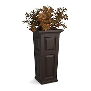 Mayne nantucket 32 inch tall planterself watering weather resistant planter for flowersdurable outdoor design for patio porch or entryway  urban country home decor