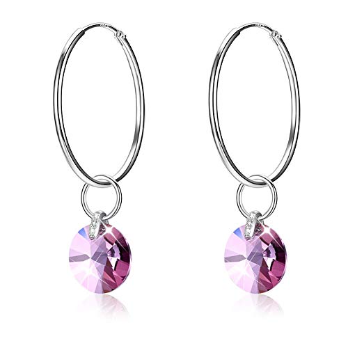 Boucles d'oreilles créoles S925 et cristal pour femme élégante