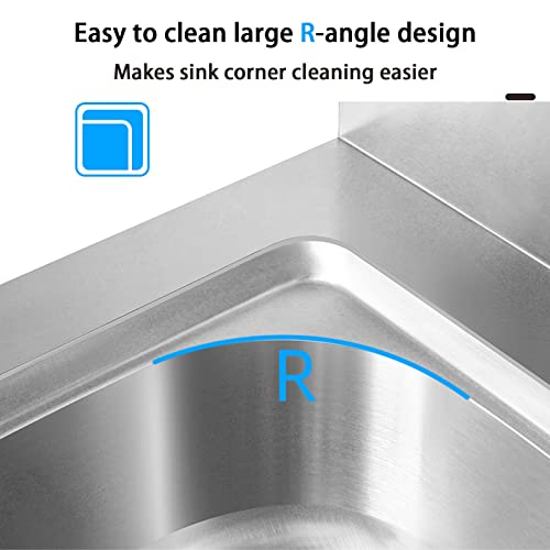 Farmhouse Laundry Sink Commercial Kitchen Sinks, Stainless Steel Single Bowl Sinks Free Standing Stainless Steel Sink, Home Simple Laundry Sink With Backsplash And Faucet For Garage, Kitchen ( Size : #TOP5