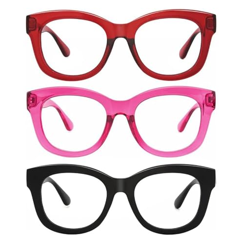 Image of JiSoo Oversized Reading Glasses for Women Men, Stylish Designer Readers Women with Large Frame