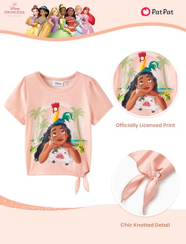 Image of Disney Frozen Elsa Stitch Minnie Princess Toddler Girls' T-Shirt & Double Ruffle Skirt 2 Piece Outfit Summer Clothes Set 2-9Y