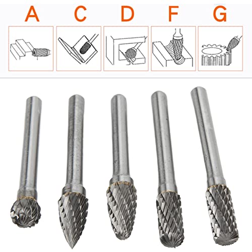 Set de 5 fresas rotativas de carburo de tungsteno 6x10 mm miniatura 5