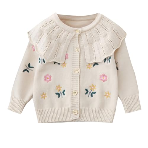 Cardigan en tricot pour fille vêtement fille motif floral brodé